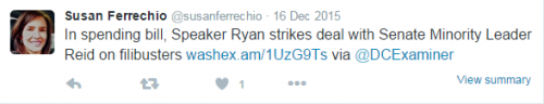 Ferrechio Tweet -- Ryan & Reid -- Filibusters  (Dec 2015).png