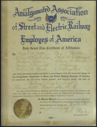 AA of Street and Electric Railway Employes of America, WDC Charter, 1916.png