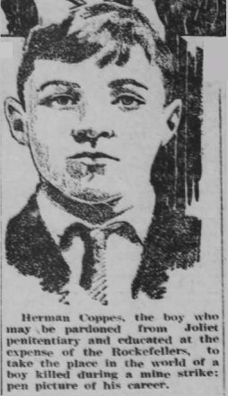 Herman Coppes, Mother Jones, Rockefeller, Evansville Press, IN, Feb 11, 1916.png