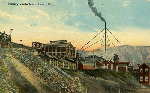 Butte, Montana, Pennsylvania Mine, postcard, disaster Feb 14, 1916.png