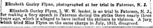 Elizabeth Gurley v Paterson, Hutchinson News, KS, Dec 6, 1915, text .png