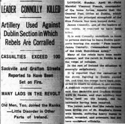 Irish Rebels, Connolly Reported Dead, NYT Apr 30, 1916.png
