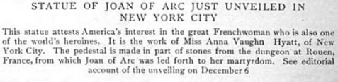 Joan of Arc Statue Unveiled, Outlook, Dec 15, 1915, text.png
