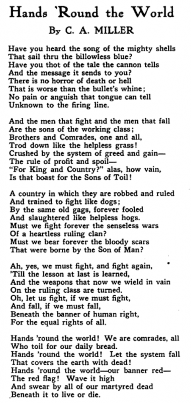Poem by CA Miller, Hands Round World, ISR, May 1916.png