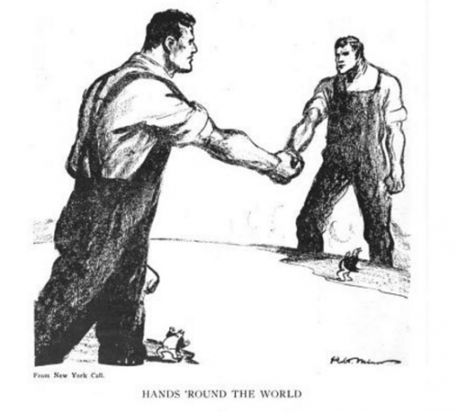Robert Minor, Hands Round World, ISR, May 1916.png