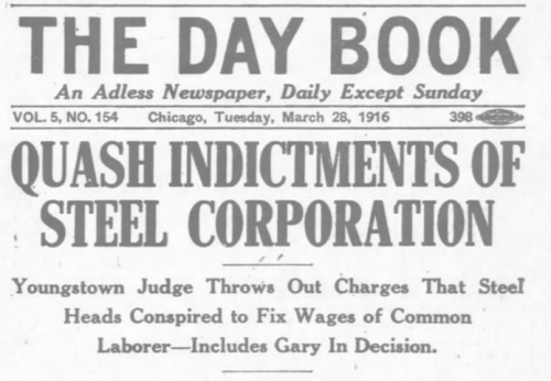 Youngstown Steel Strike of 1915-16, Indictments Quashed, Day Book, March 28, 1916.png