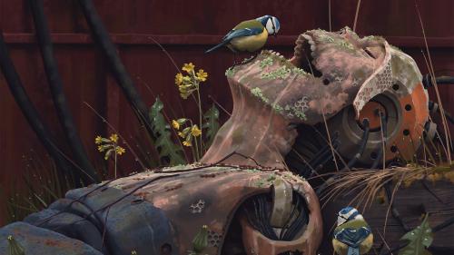 art-simon-stlenhag-simon-stelenhag-art-robots-cyborg-fiction-grass-ruins-birds.jpg